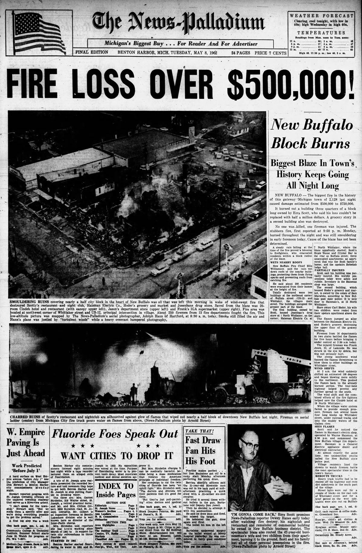 Josenhans Drug Store - May 8 1962 Article On Fire (newer photo)
